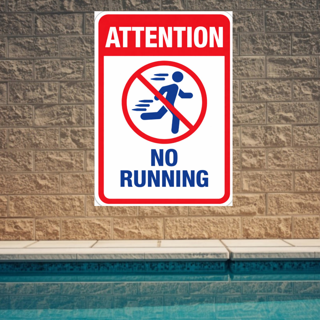 No Running Pool Sign Safety Warning Sign 13x19 Laminated Pool Area Sign Outdoor Pool Safety Decor