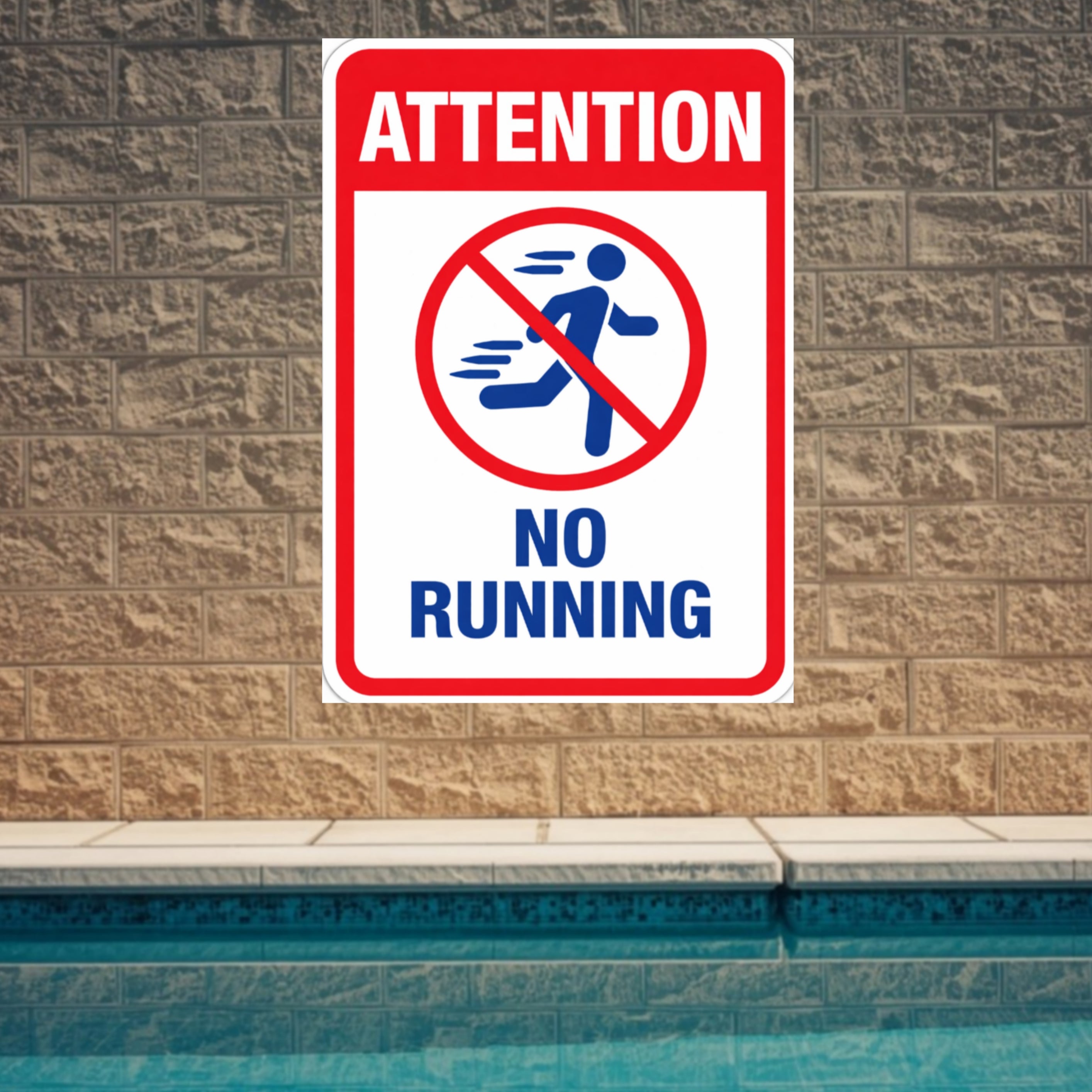 No Running Pool Sign Safety Warning Sign 13x19 Laminated Pool Area Sign Outdoor Pool Safety Decor