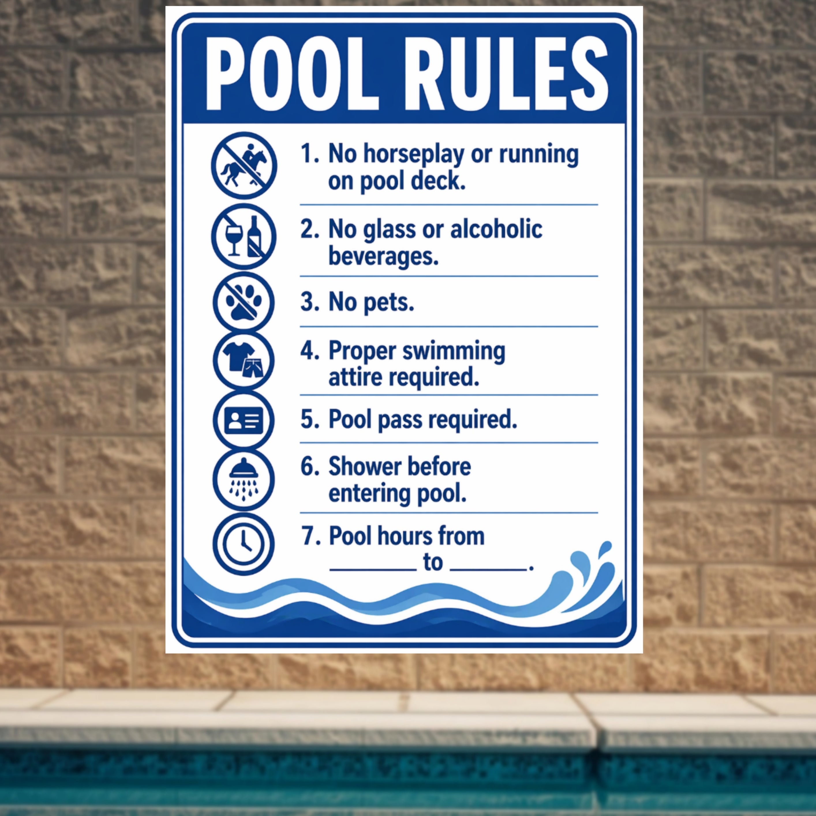 Pool Rules Sign | 13x19 Laminated Custom Pool Safety Sign | Backyard Pool Decor for Airbnb, HOA & Home