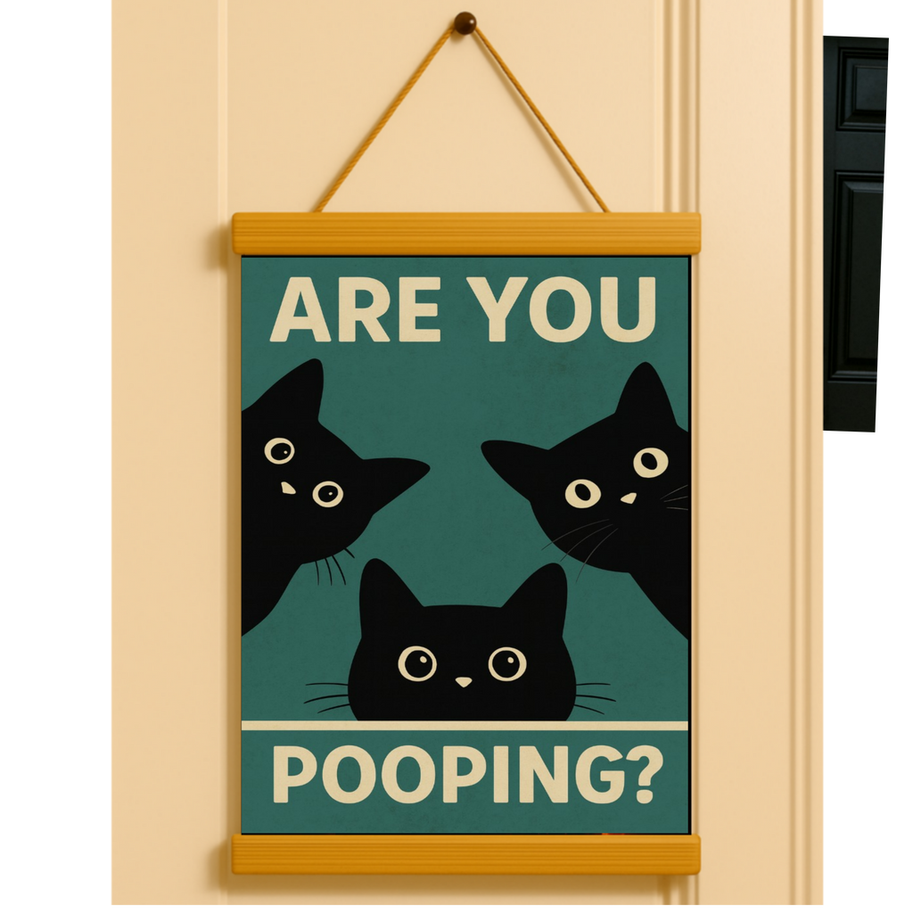 Are You Pooping? Funny Cat Bathroom Sign – Humor Wall Decor for Restroom or Guest Bathroom 13x19in