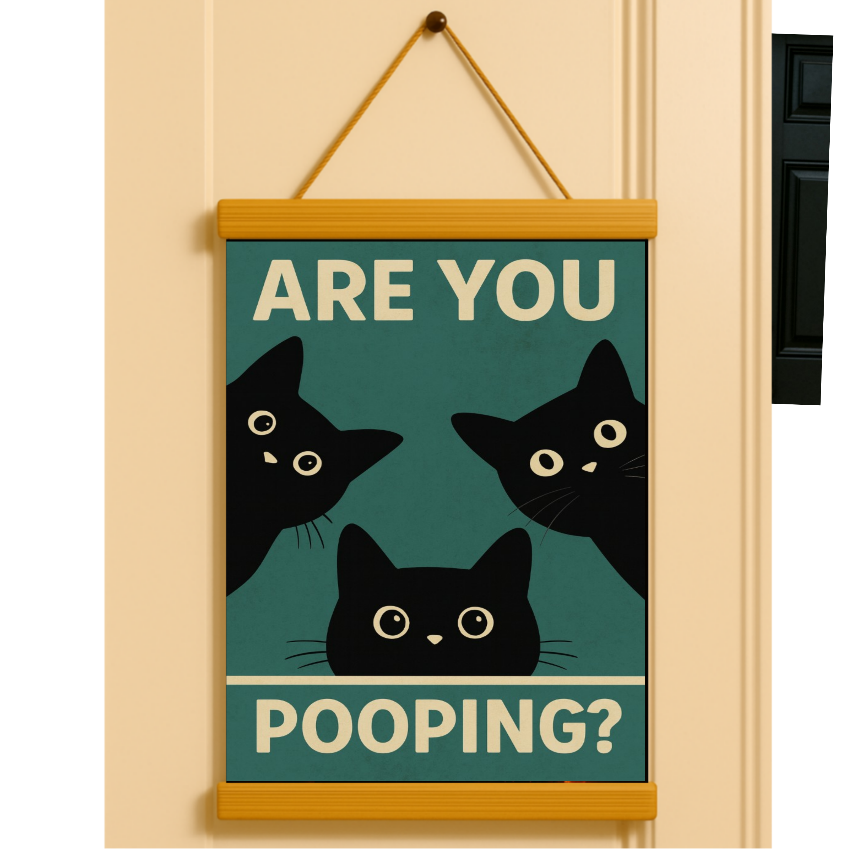 Are You Pooping? Funny Cat Bathroom Sign – Humor Wall Decor for Restroom or Guest Bathroom 13x19in