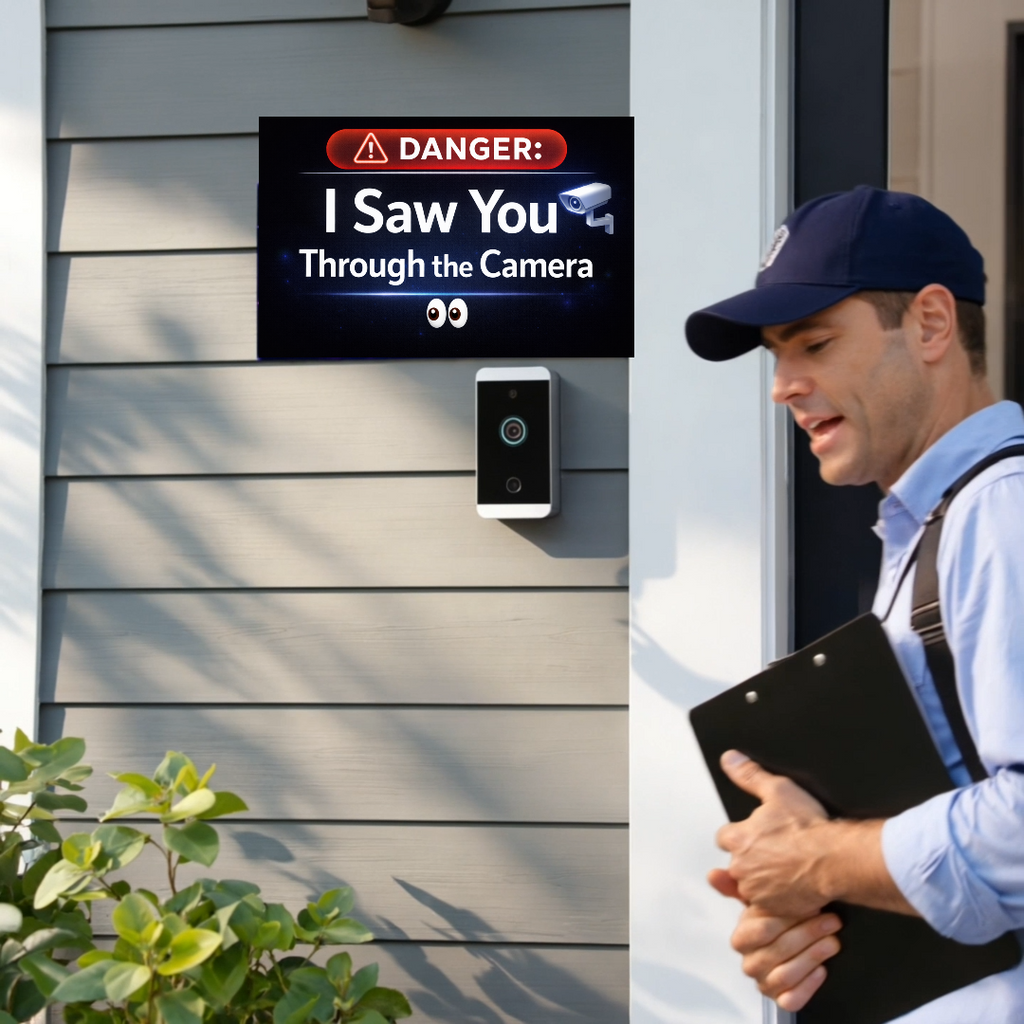 Security Camera Warning Sign I Saw You Through The Camera Modern Door Sign Home Protection Decor