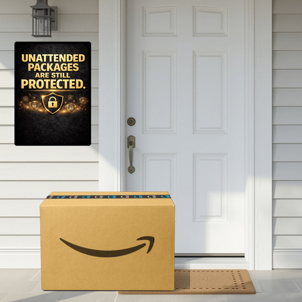 Unattended Packages Protected Sign 13x19 Laminated Porch Security Sign Outdoor Package Protection Warning Sign