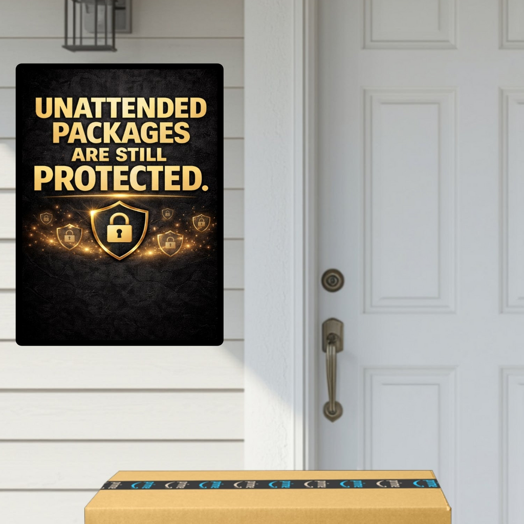 Unattended Packages Protected Sign 13x19 Laminated Porch Security Sign Outdoor Package Protection Warning Sign