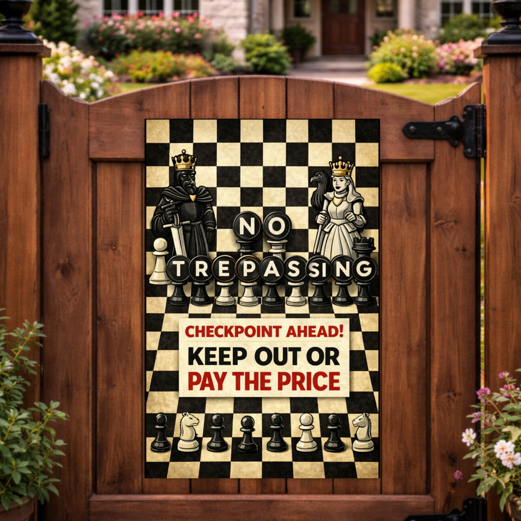No Trespassing Chess Sign Keep Out Or Pay The Price 13x19 Laminated Warning Sign Unique Strategy Design Home Security Decor