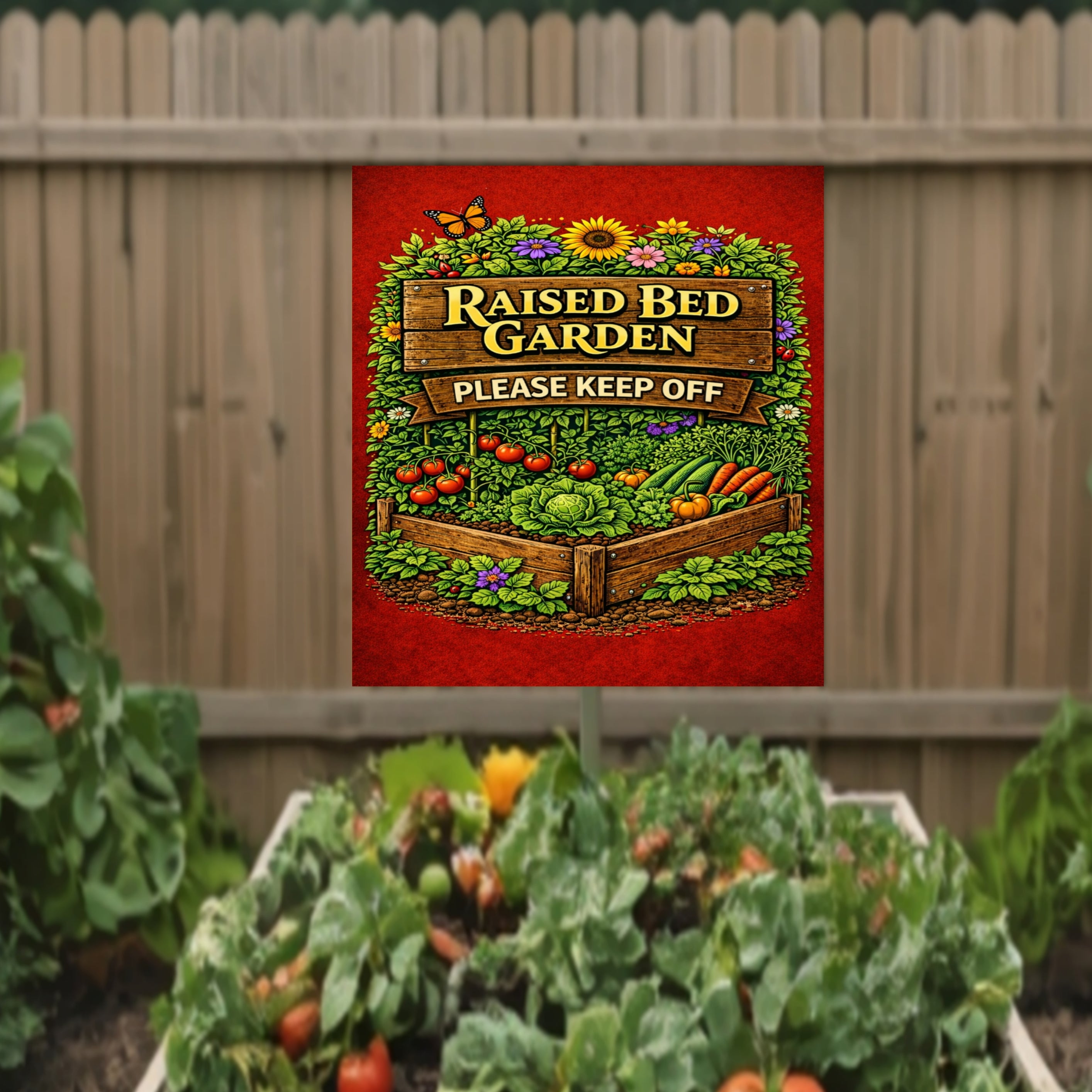 Raised Bed Garden Sign Please Keep Off Garden Decor 13x19 Laminated Outdoor Garden Sign Vegetable Garden Protection
