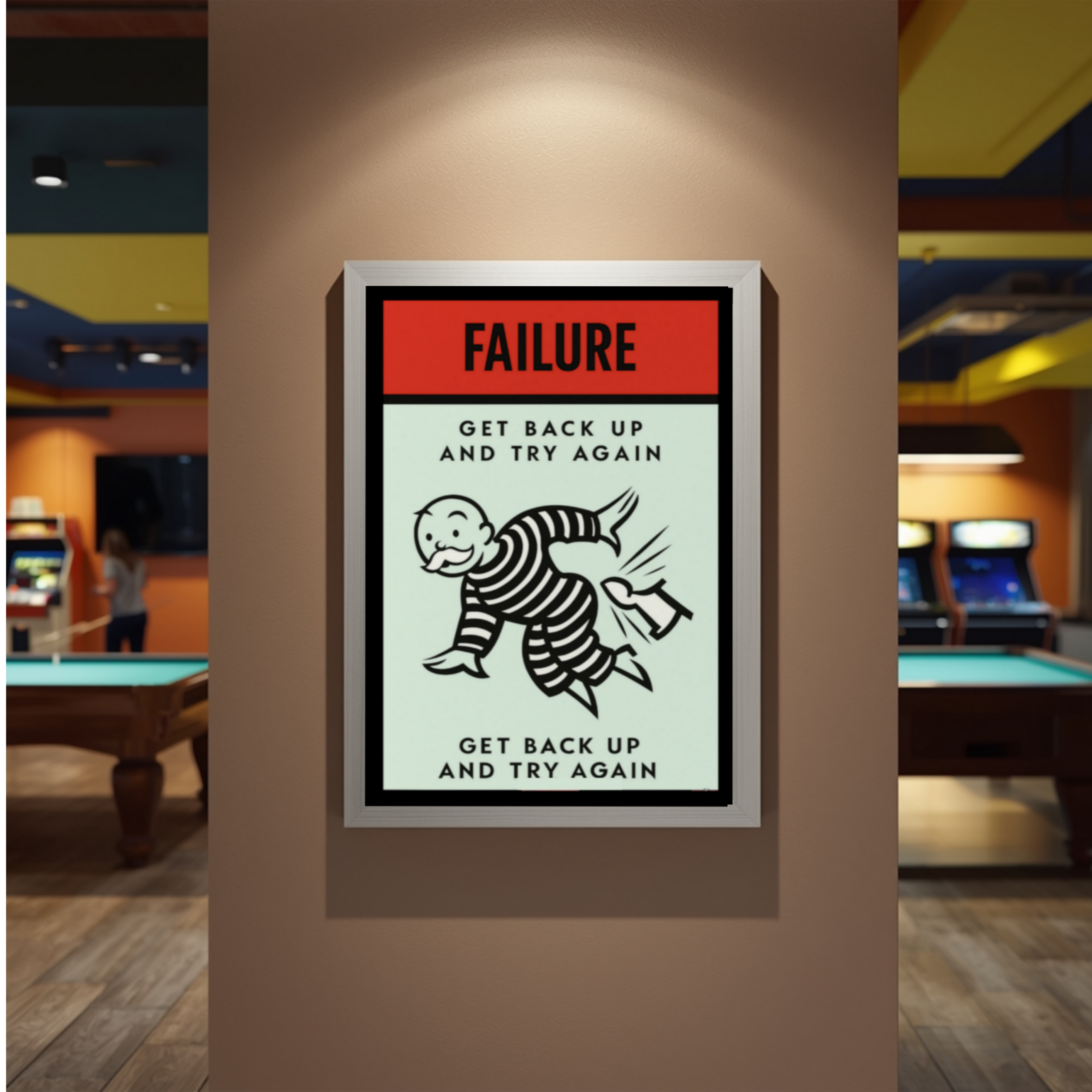 Failure Motivational Poster – Get Back Up and Try Again | Growth Mindset Wall Art 13x19in