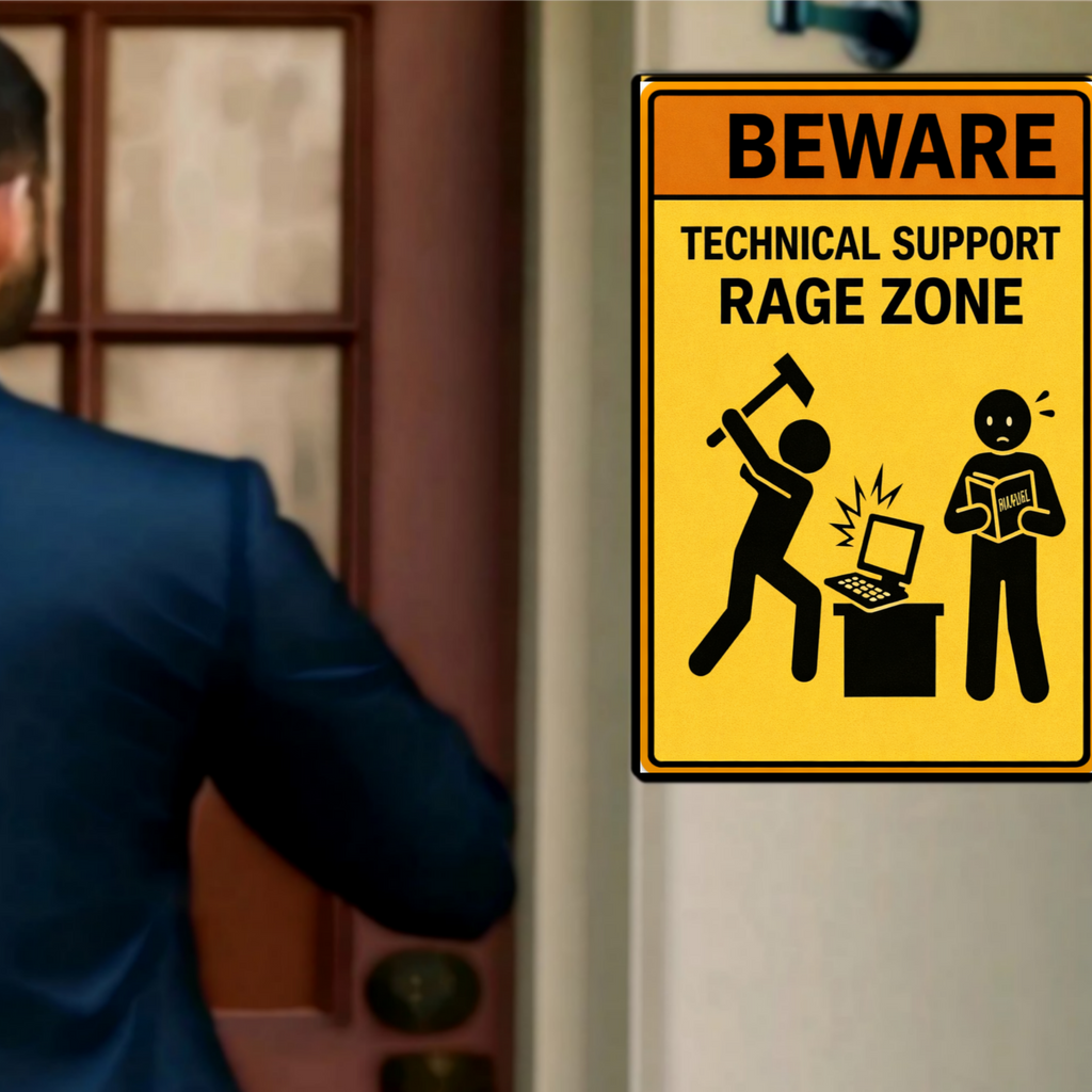 Technical Support Rage Zone Funny Beware Sign 13x19 Laminated Print IT Humor Office Decor Geek Gift Computer Nerd Wall Art