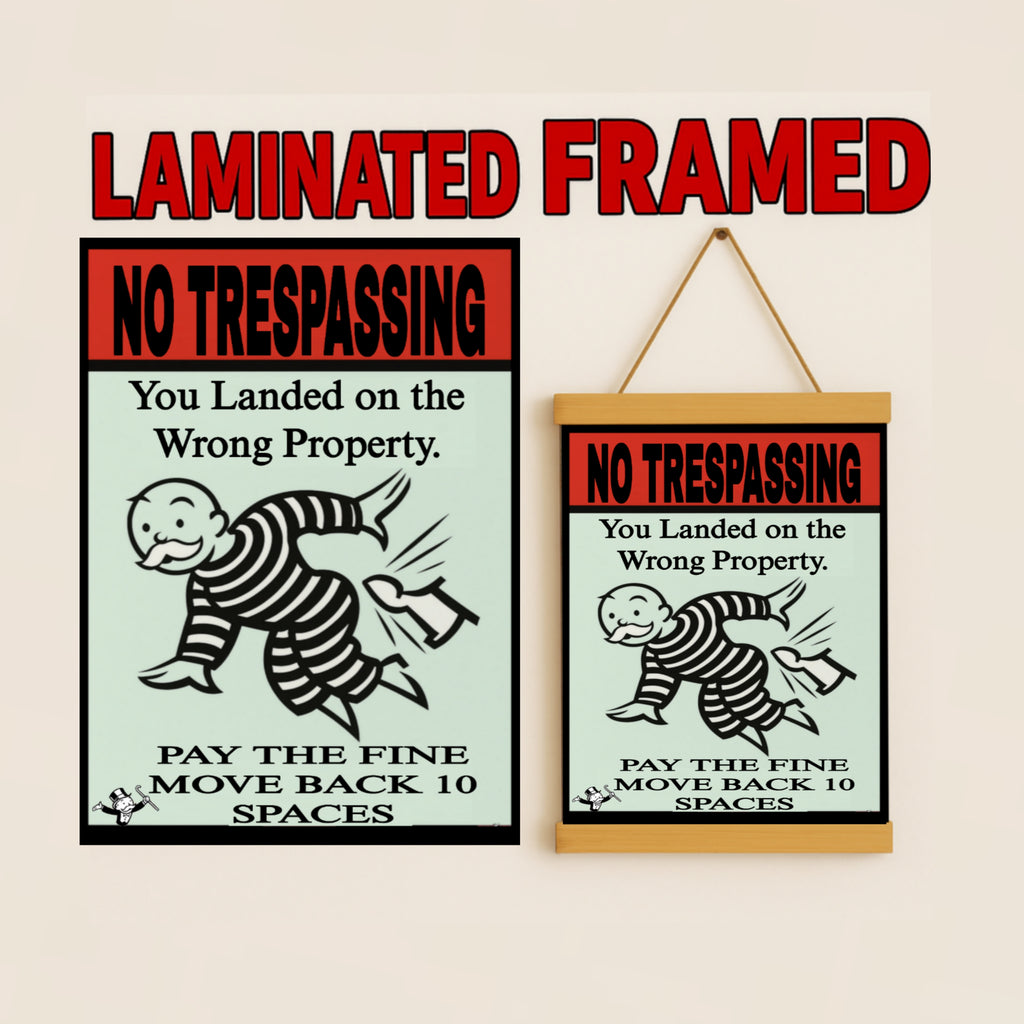 No Trespassing Sign – You Landed on the Wrong Property | Laminated Warning Sign | Fence & Property Security Decor 13x19in