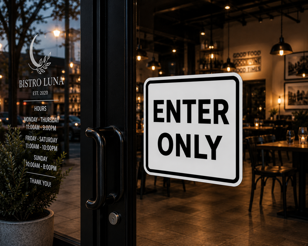 Exit Enter Signs Set | 12x12 Laminated Business Signs | Modern Office Decor | Glossy Wall Signs