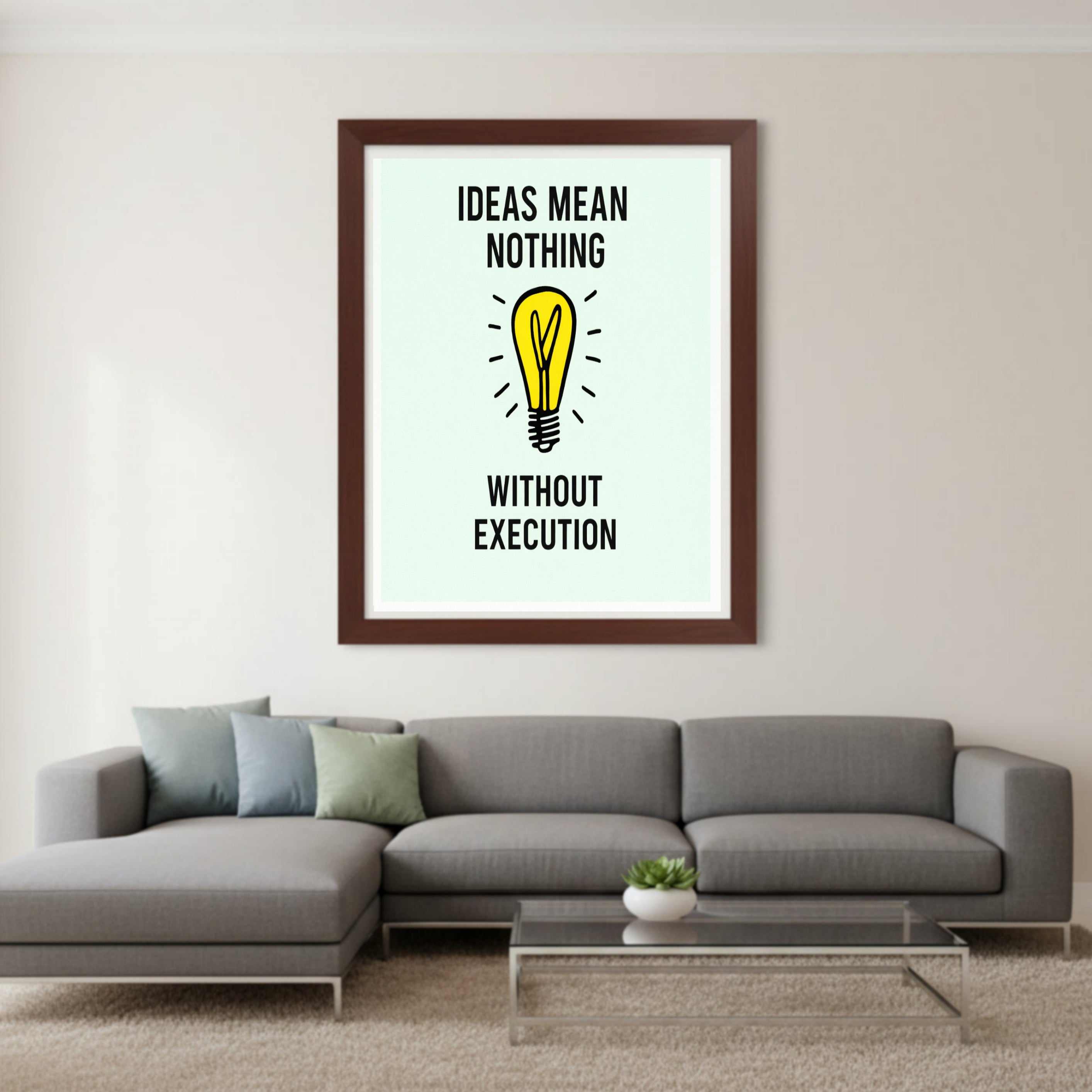 Ideas Mean Nothing Without Execution Monopoly Laminated or Framed Print – Entrepreneur Motivation Wall Art 13x19in