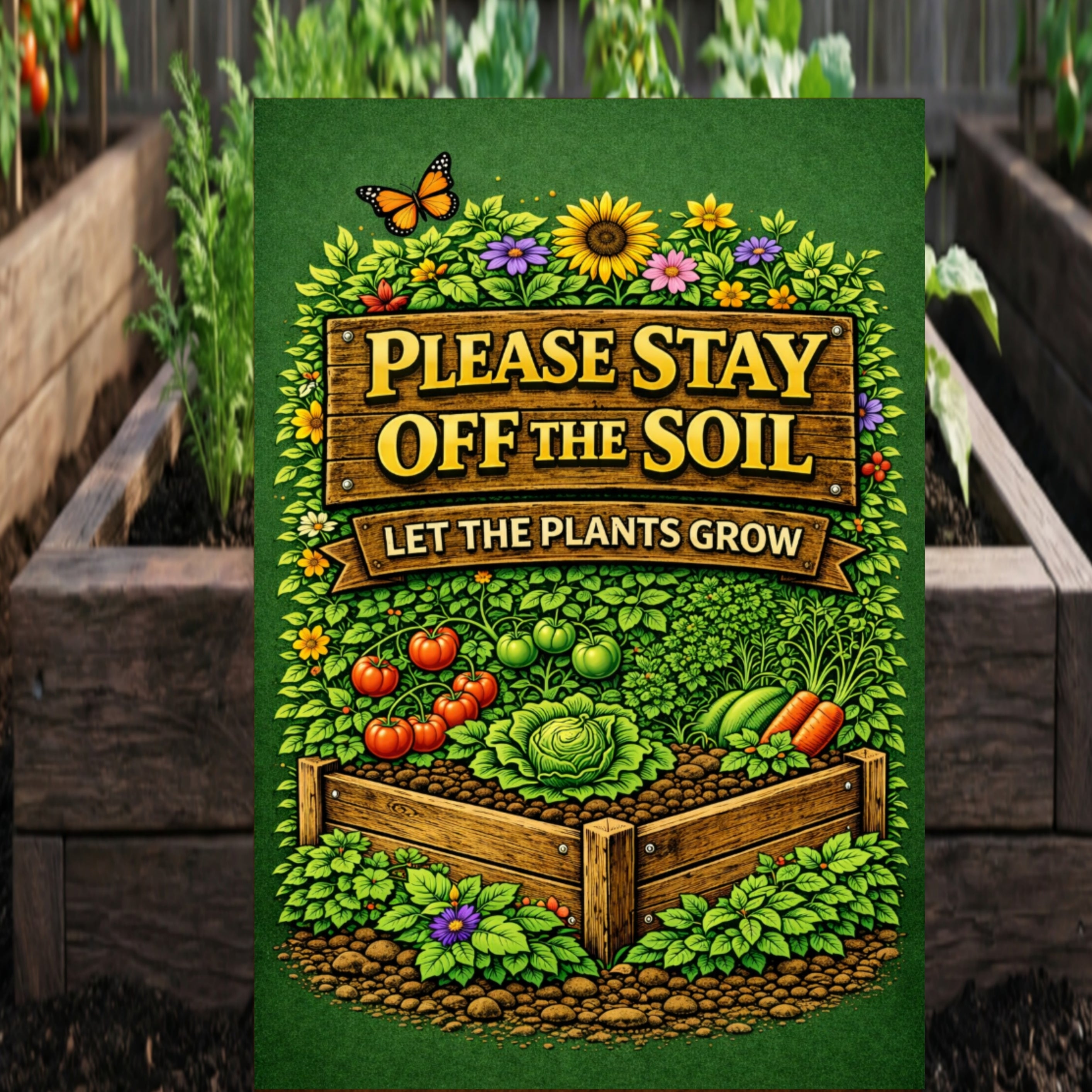 Stay Off The Soil Garden Sign Protect Plants Yard Sign 13x19 Laminated Outdoor Garden Decor Vegetable Garden Warning
