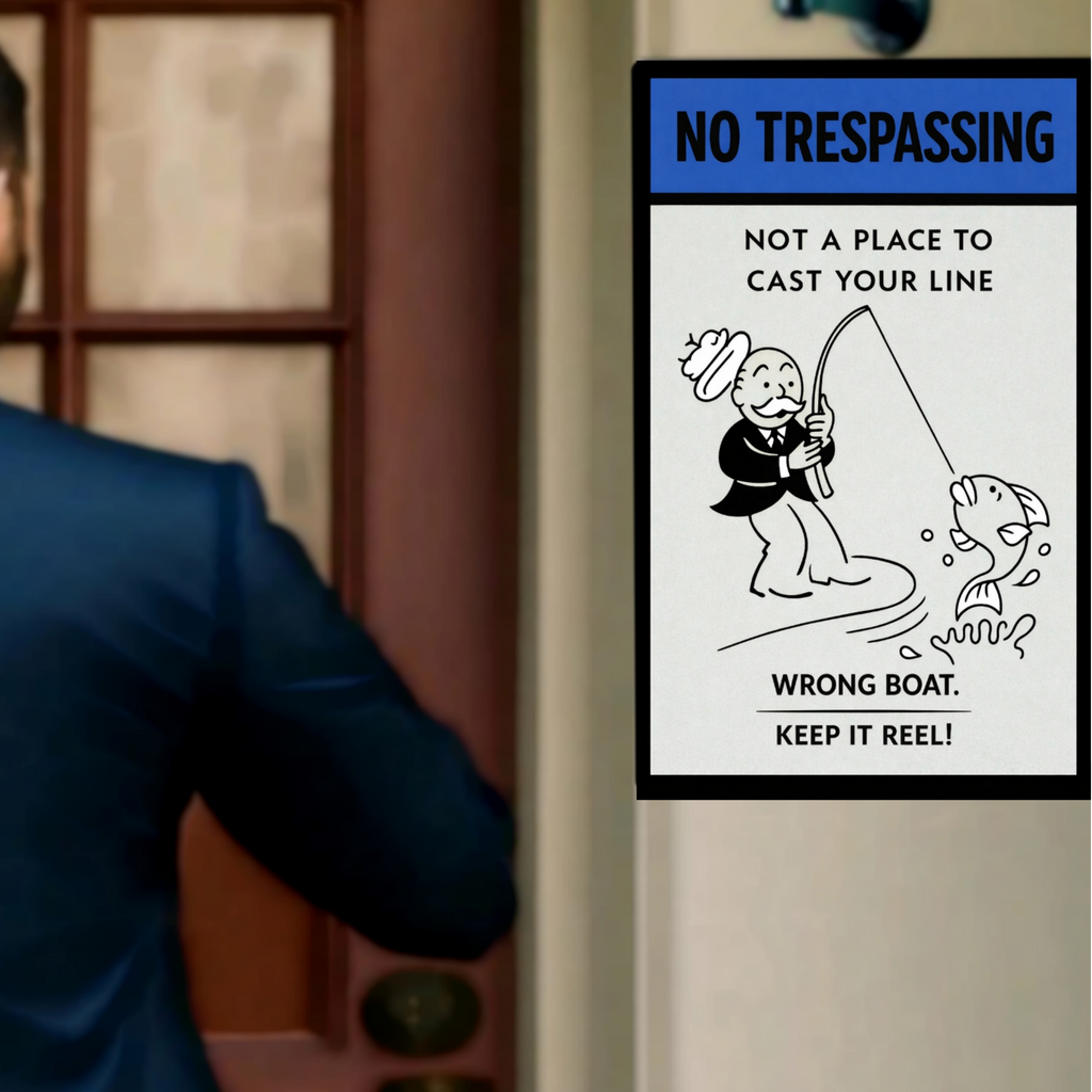 No Trespassing Fishing Sign Funny Keep It Reel Sign 13x19 Laminated Property Warning Sign Outdoor Home Security Decor