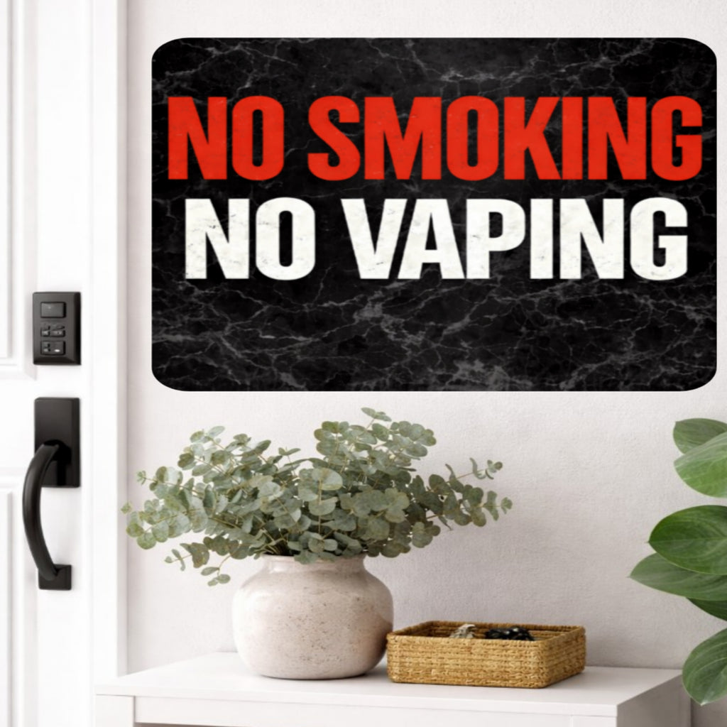No Smoking No Vaping Sign – Modern Home No Smoking Sign, No Vape Allowed Wall Decor, Laminated Door Sign 6x9in 19x13in