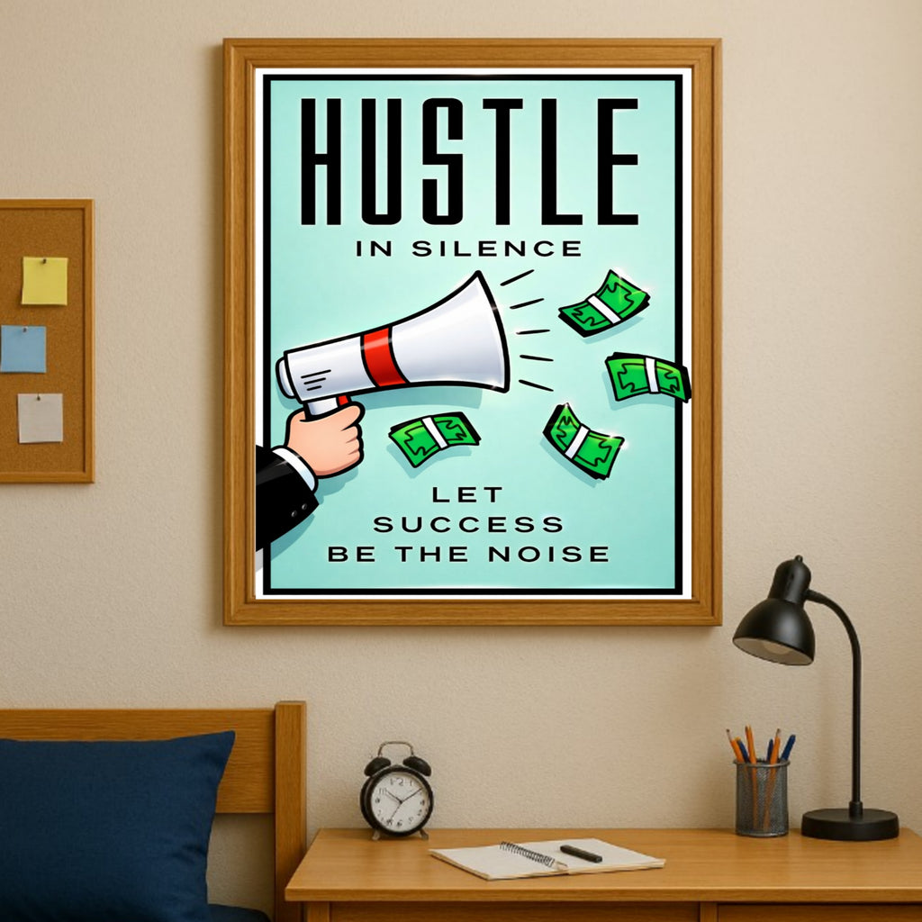 Hustle In Silence Let Success Be The Noise Poster – 13x19 Laminated Motivational Wall Art