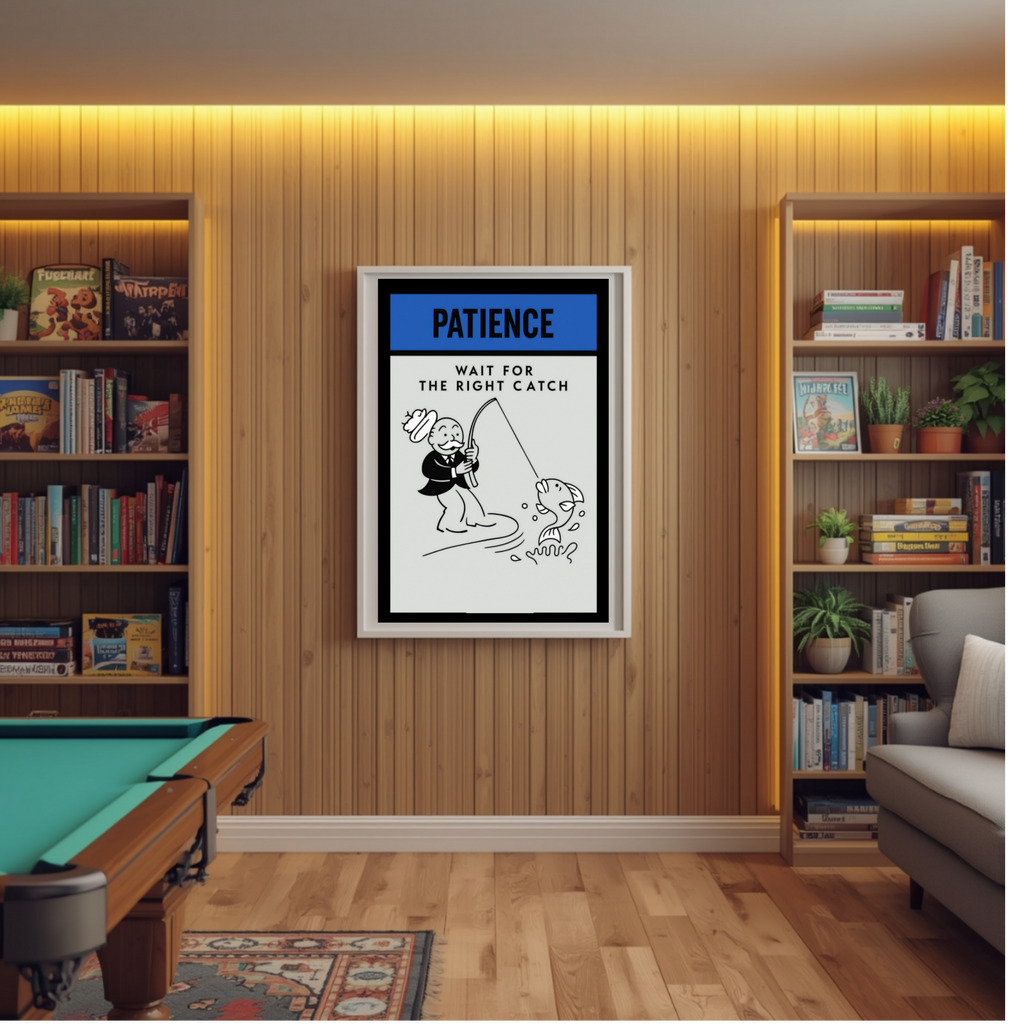 Patience Motivational Poster – Wait for the Right Catch | Inspirational Wall Art