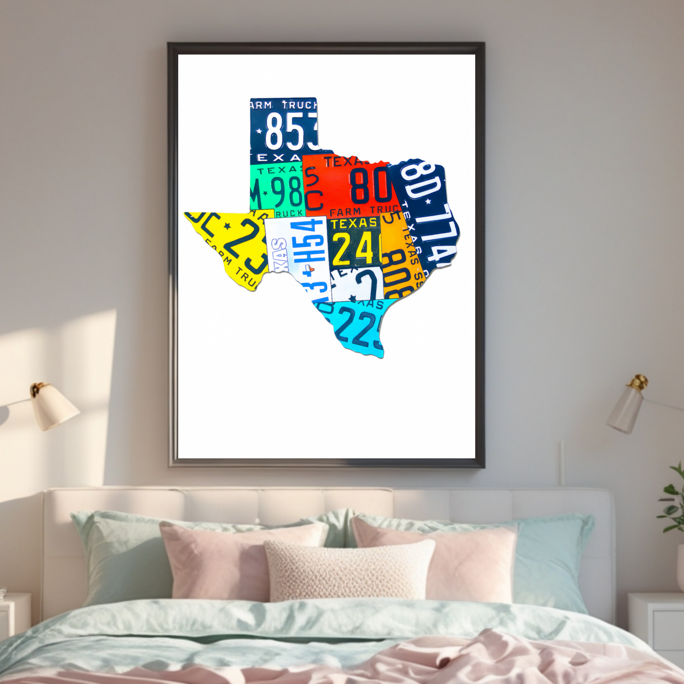 Texas License Plate Wall Art Colorful State Decor Modern Home Wall Print Laminated 13x19