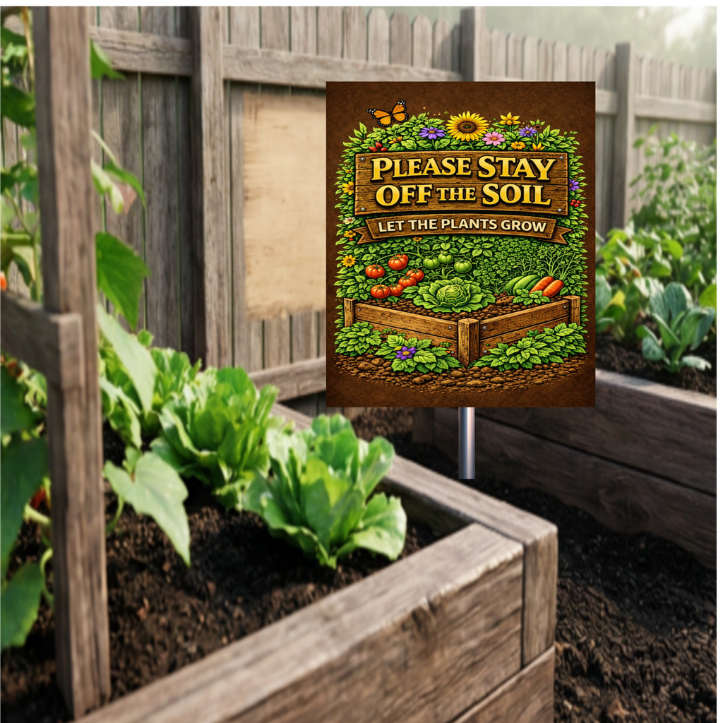 Stay Off The Soil Garden Sign Protect Plants Yard Sign 13x19 Laminated Outdoor Garden Decor Vegetable Garden Warning