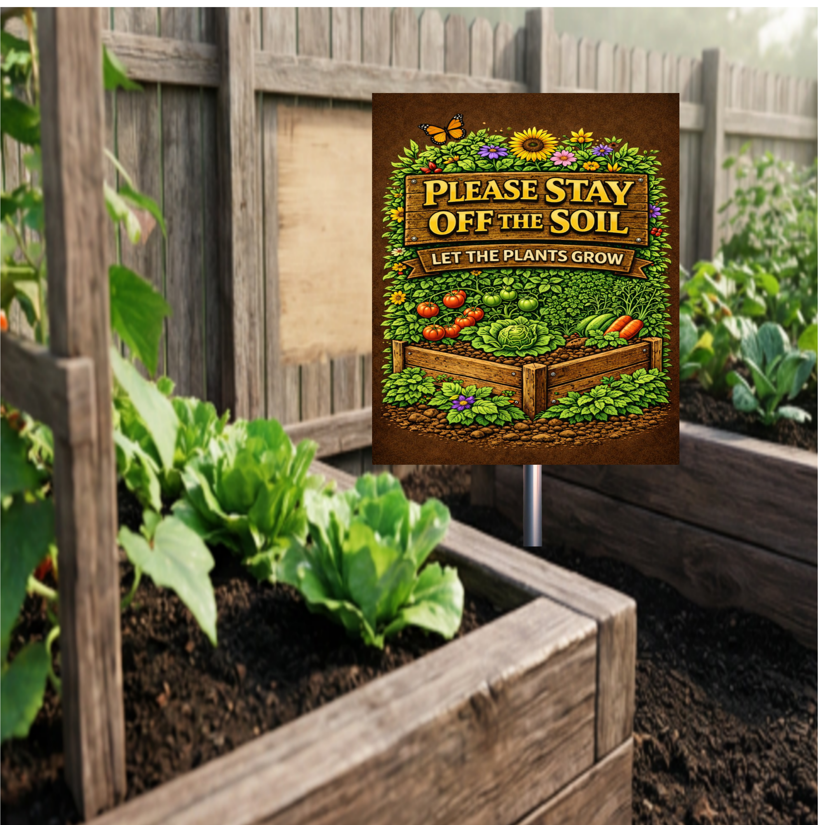 Stay Off The Soil Garden Sign Protect Plants Yard Sign 13x19 Laminated Outdoor Garden Decor Vegetable Garden Warning