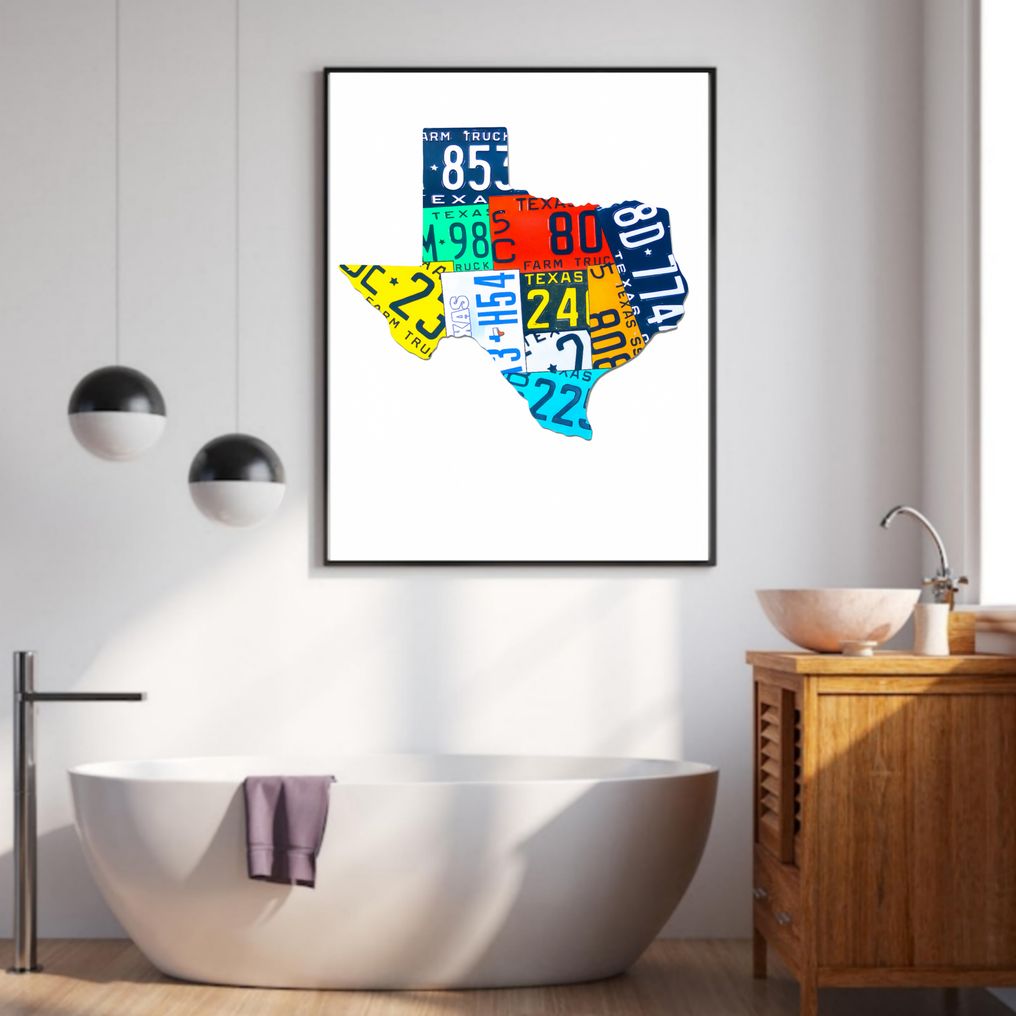 Texas License Plate Wall Art Colorful State Decor Modern Home Wall Print Laminated 13x19