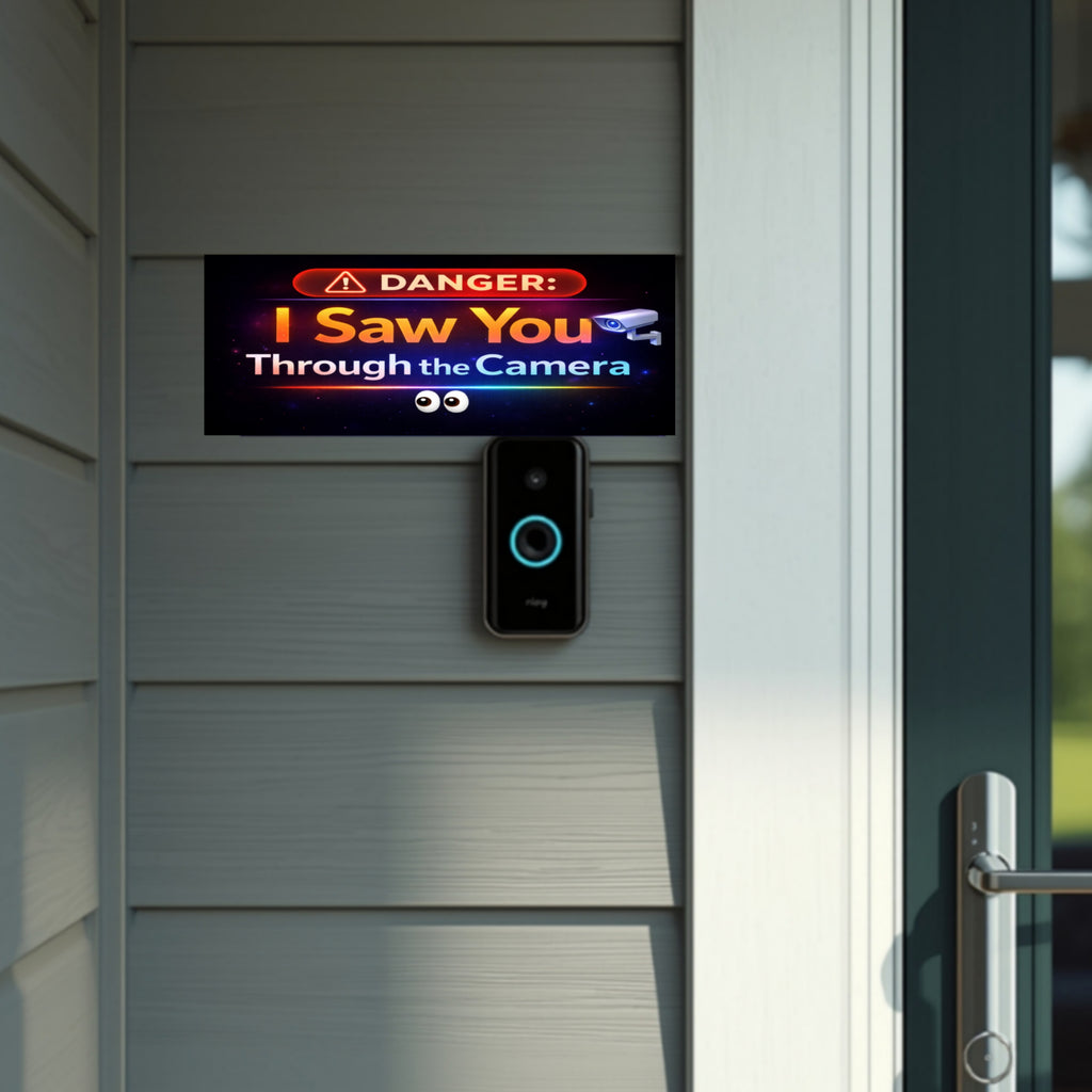 Security Camera Warning Sign I Saw You Through The Camera Modern Door Sign Home Protection Decor