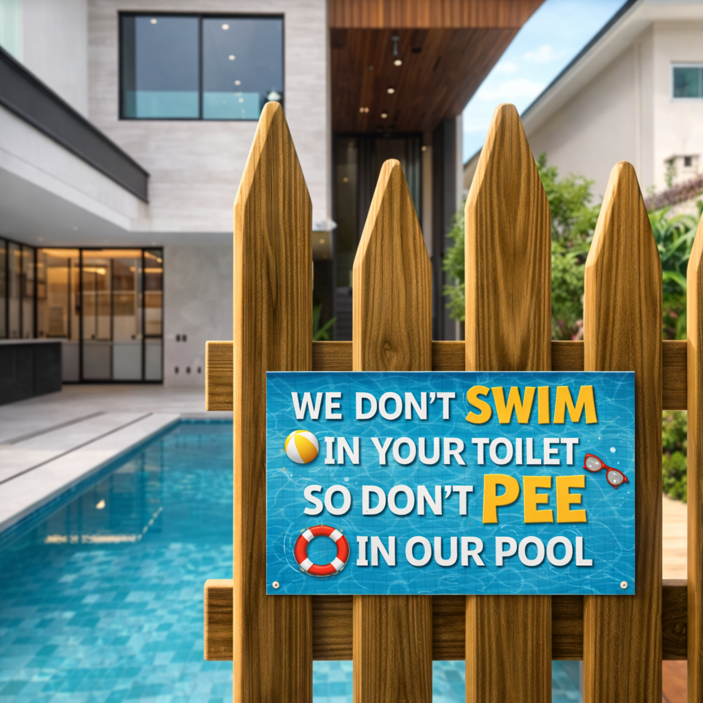 Funny Pool Sign Don’t Pee In Pool Humor Pool Rules Sign 13x19 Laminated Backyard Pool Decor Summer Sign