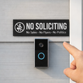 No Soliciting Sign Modern Door Sign  4x6in Laminated Aluminum Backing backing Home Security Warning Sign Minimalist Decor