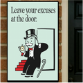 Leave Your Excuses at the Door Motivational Poster – Discipline Wall Art | 13x19 Laminated Print