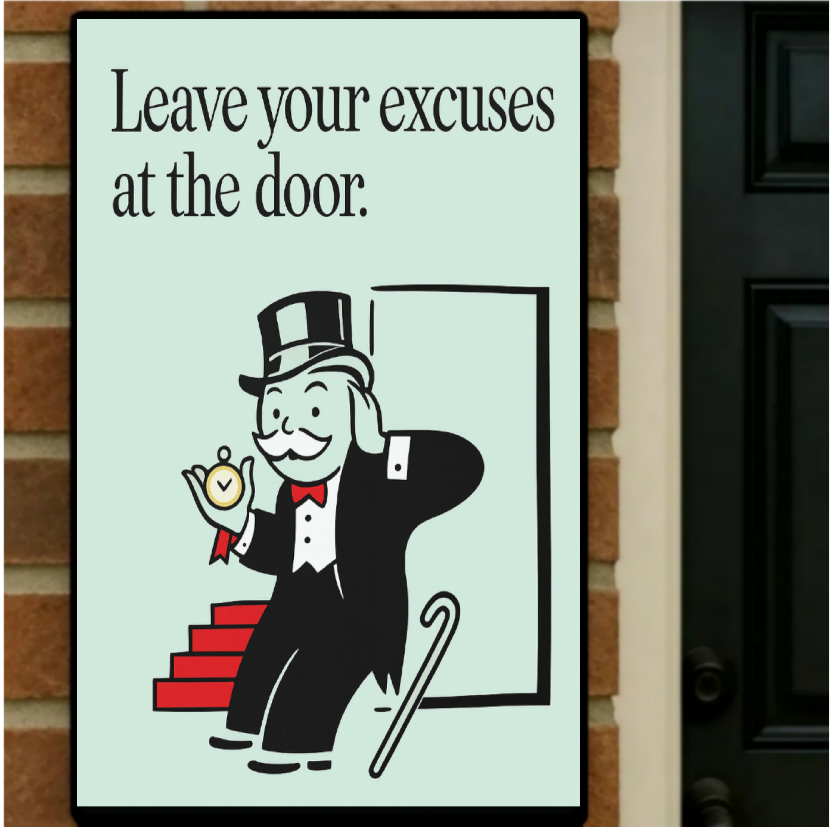 Leave Your Excuses at the Door Motivational Poster – Discipline Wall Art | 13x19 Laminated Print