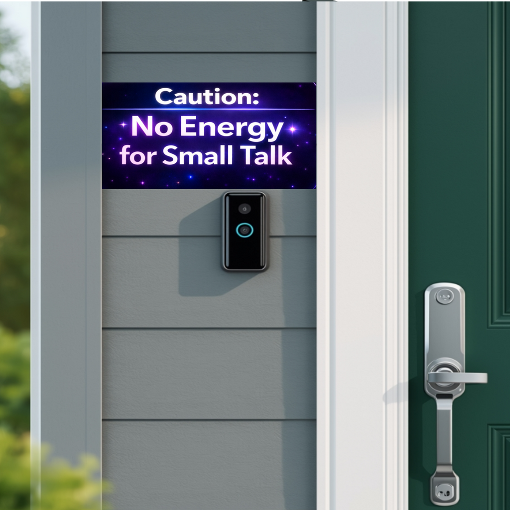 Caution No Energy For Small Talk Sign Funny Introvert Door Sign Modern Home Decor Statement Piece 5x9in