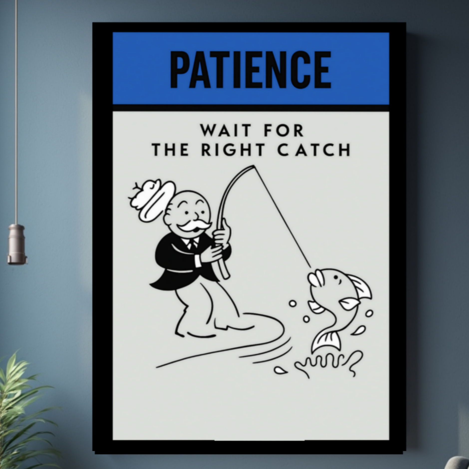 Patience Motivational Poster – Wait for the Right Catch | Inspirational Wall Art