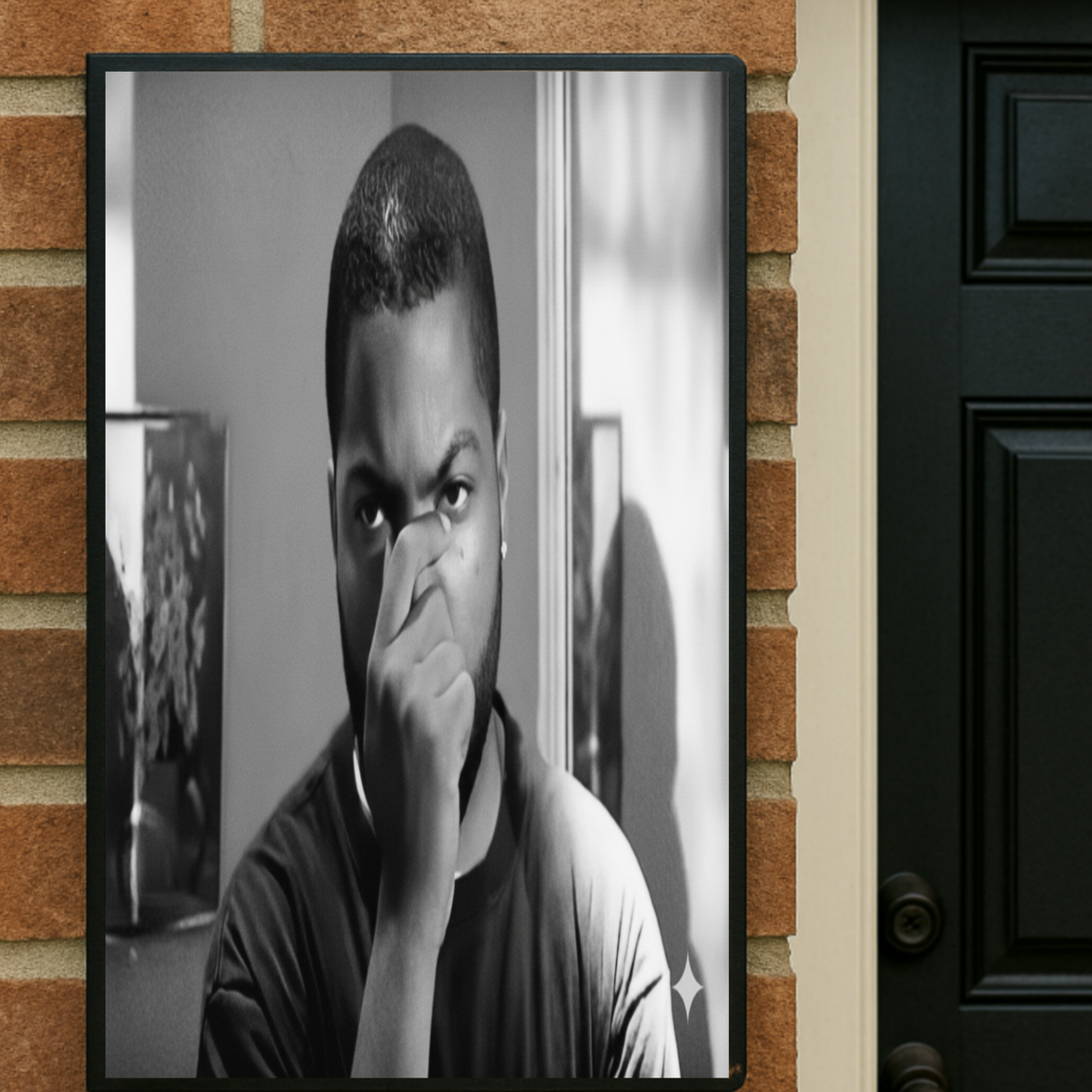 Friday Movie Inspired Wall Art – Pops & Craig Classic Scene Print | Funny Urban Nostalgia Decor | Black & White Framed Poster