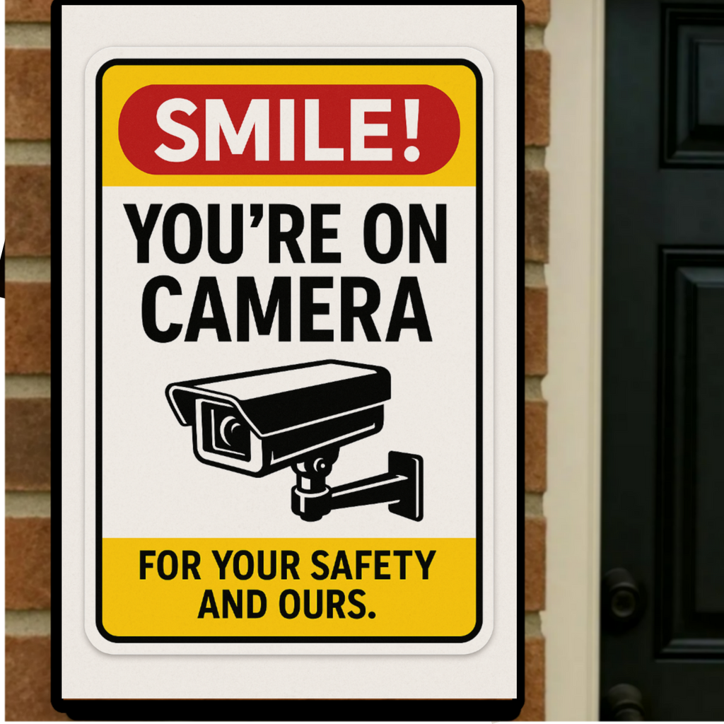 Smile You’re On Camera Security Sign – Home Surveillance Warning Sign | Security Camera Notice