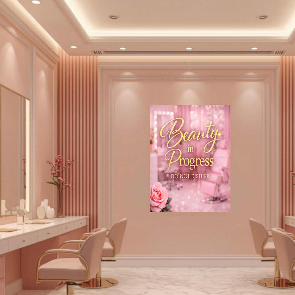 Beauty In Progress Sign Do Not Disturb Salon Decor 13x19 Laminated Spa Wall Art Beauty Room Sign Feminine Decor