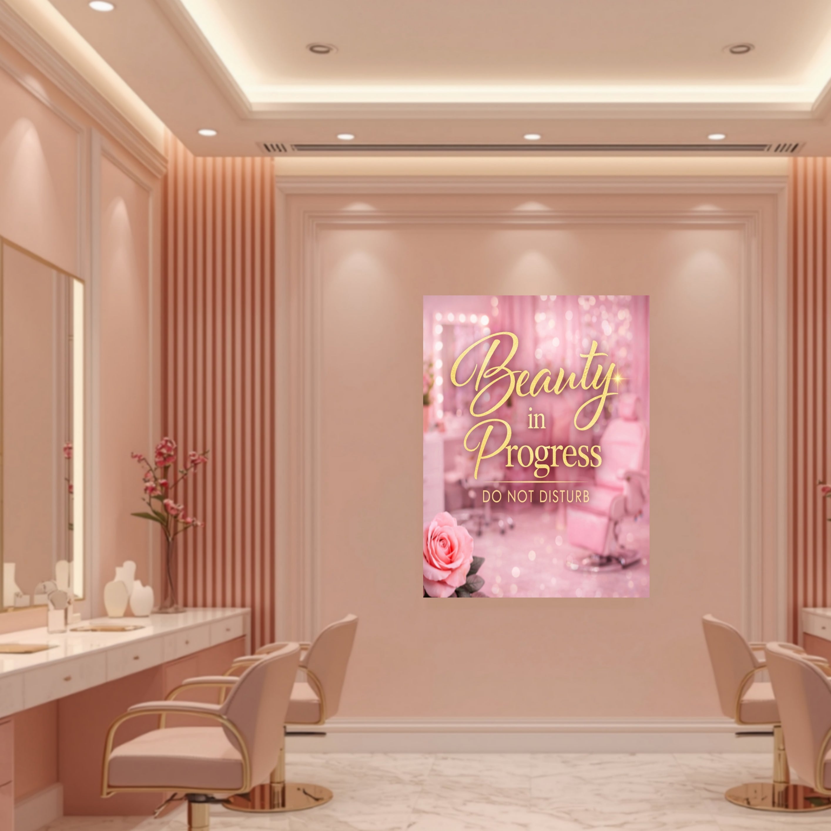 Beauty In Progress Sign Do Not Disturb Salon Decor 13x19 Laminated Spa Wall Art Beauty Room Sign Feminine Decor