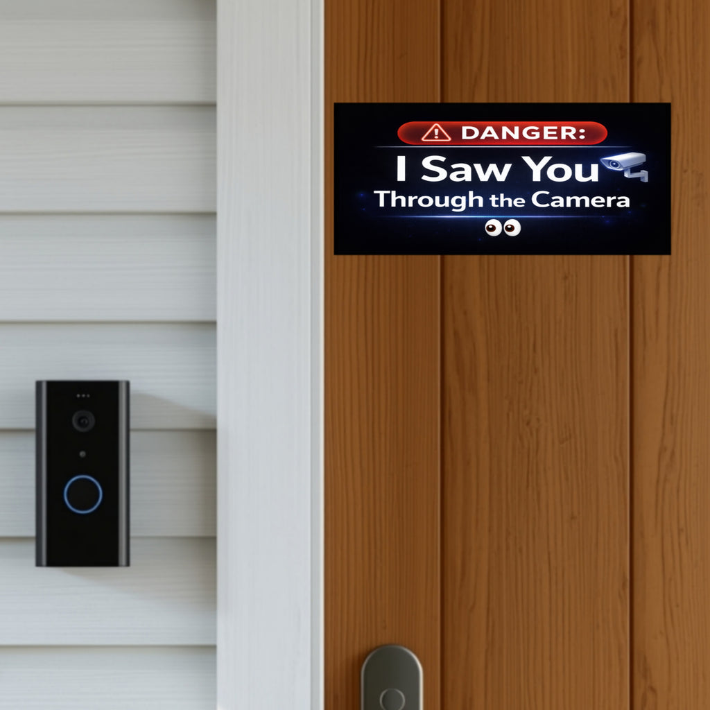 Security Camera Warning Sign I Saw You Through The Camera Modern Door Sign Home Protection Decor