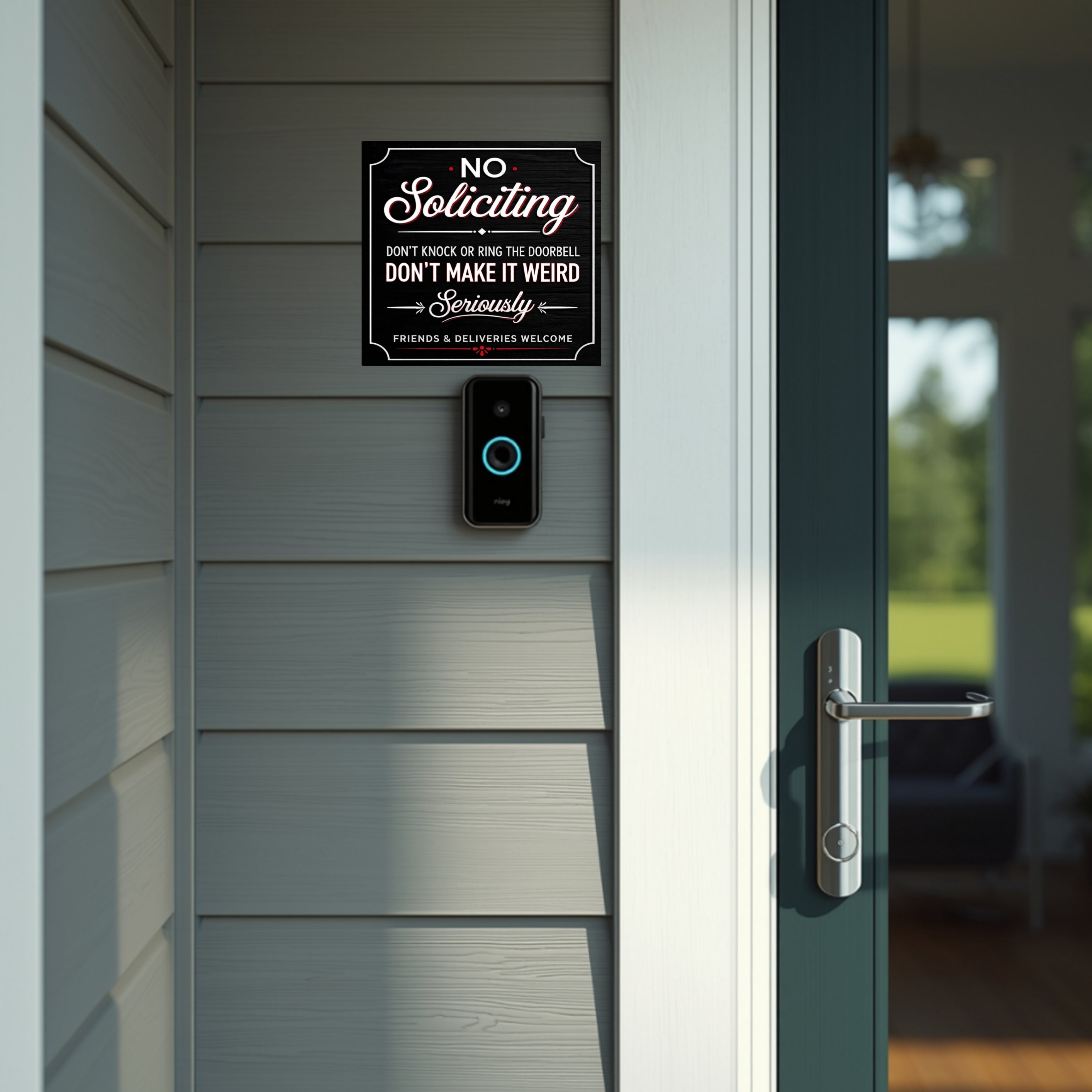 Modern No Soliciting Door Sign Funny Stylish Home Decor Front Door Statement Sign 6X9IN