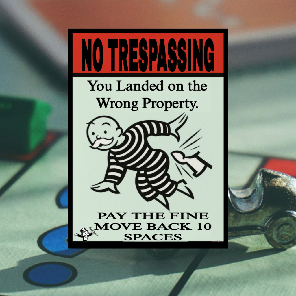 No Trespassing Sign – You Landed on the Wrong Property | Laminated Warning Sign | Fence & Property Security Decor 13x19in