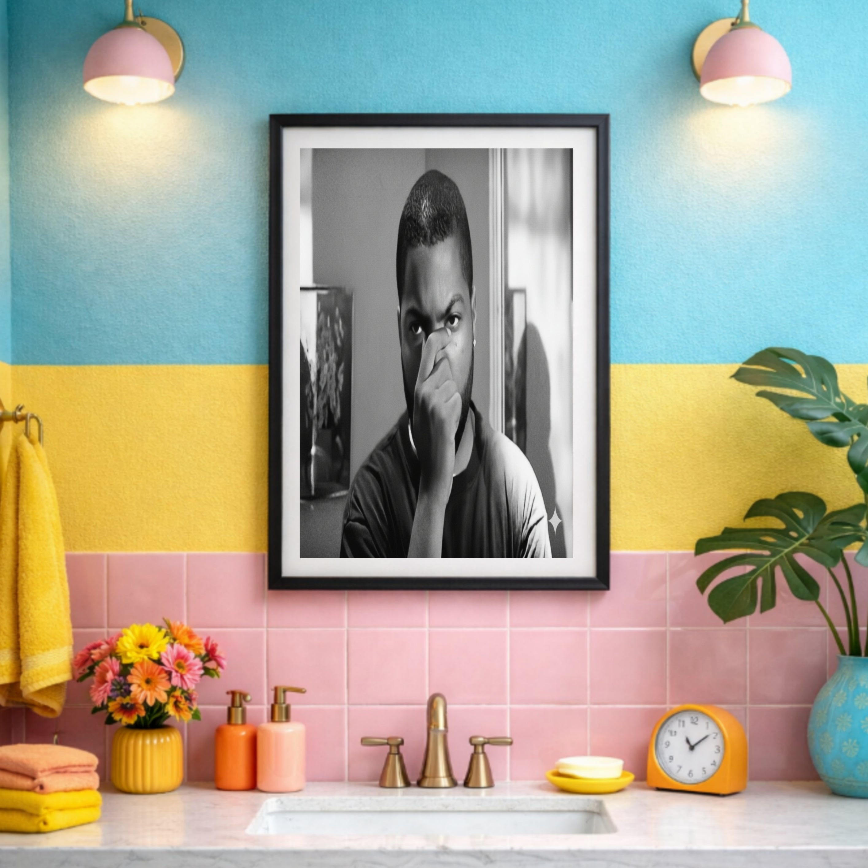 Friday Movie Inspired Wall Art – Pops & Craig Classic Scene Print | Funny Urban Nostalgia Decor | Black & White Framed Poster