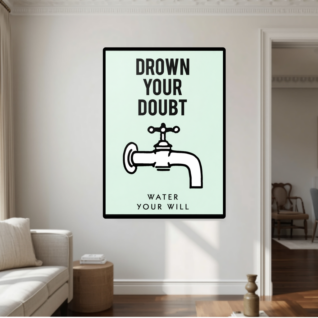 Drown Your Doubt Wall Art – Motivational Success 13x19in Laminated Print| Entrepreneur Mindset Decor | Office Inspiration Sign