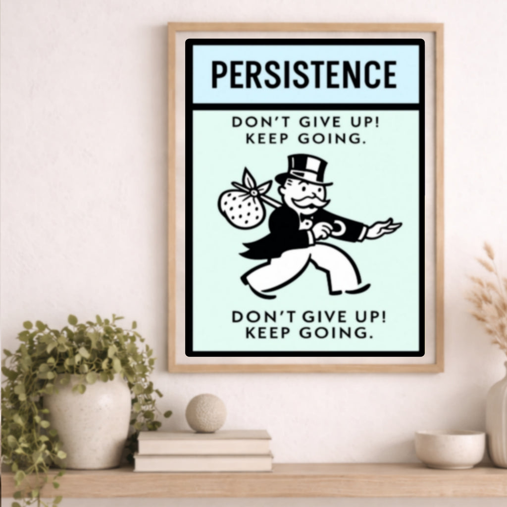 Persistence Motivational Poster – Don’t Give Up Keep Going | Success Mindset Wall Art 13x19in