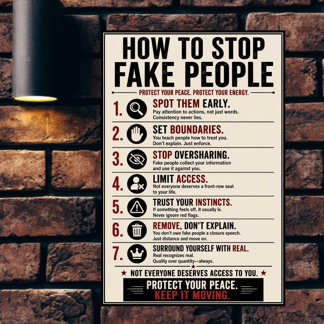How To Stop Fake People Sign 13x19 Laminated Motivational Poster Protect Your Peace Wall Art Self Growth Mindset Sign