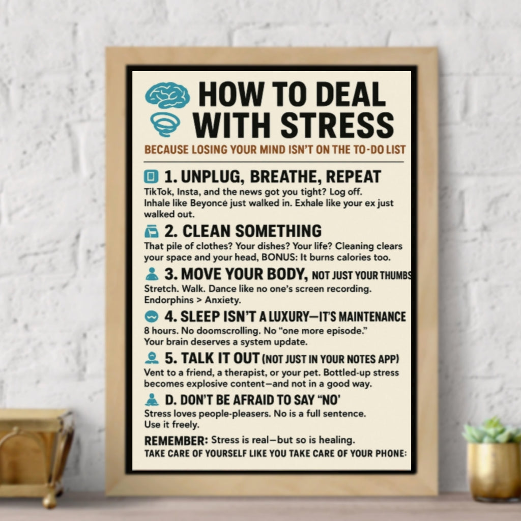 How To Deal With Stress Poster 13x19 Laminated Mental Health Wall Art Motivational Self Care Sign Anxiety Relief Decor Office Home