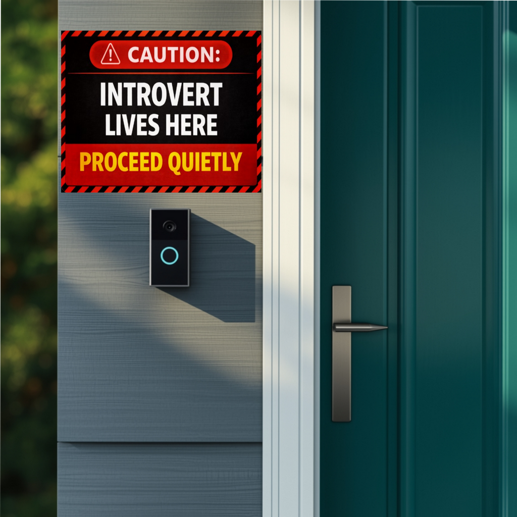 Caution Introvert Lives Here Proceed Quietly Funny Door Sign No Noise Home Decor 5x9in