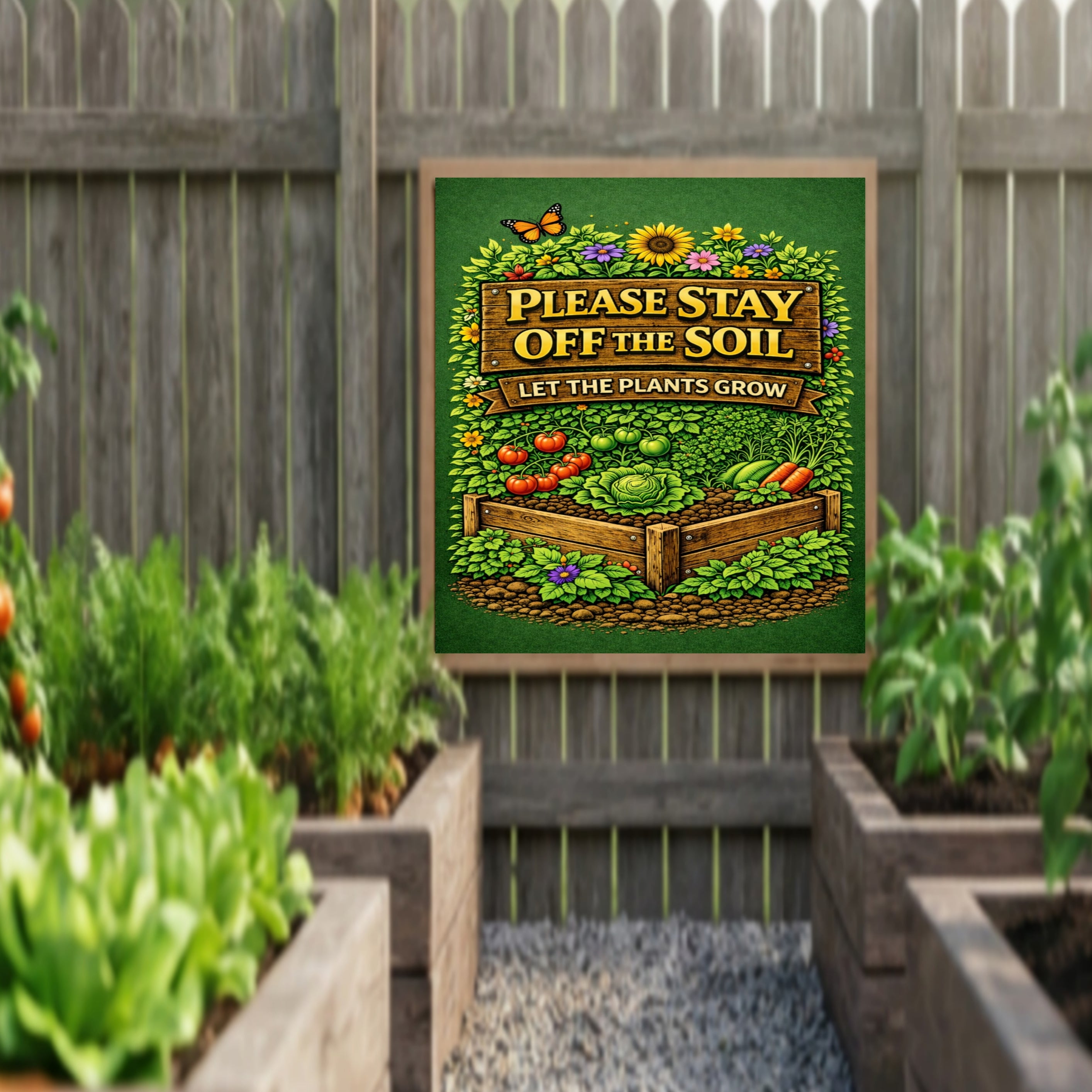 Stay Off The Soil Garden Sign Protect Plants Yard Sign 13x19 Laminated Outdoor Garden Decor Vegetable Garden Warning