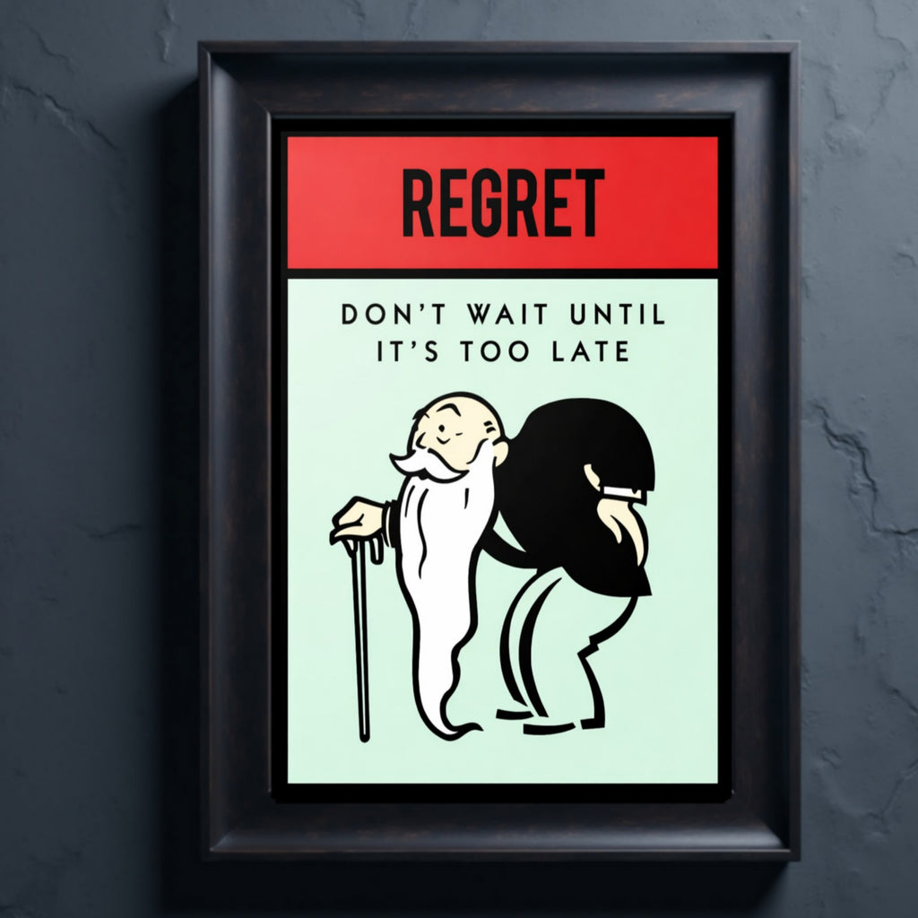 Regret Don’t Wait Until It’s Too Late Wall Art – Life Motivation 13x19in Laminated or Framed | Inspirational Success Decor