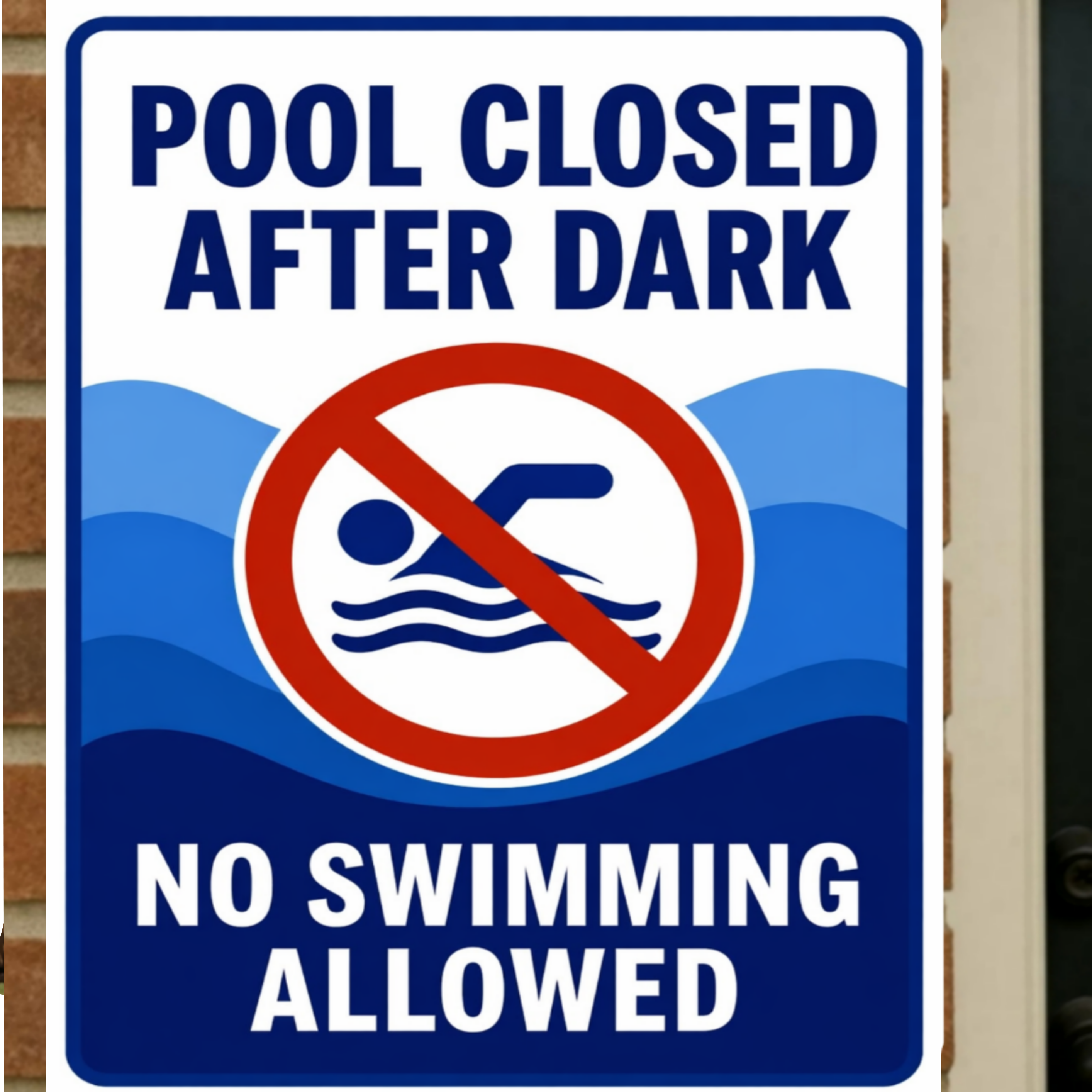 Pool Closed After Dark No Swimming Allowed Sign 13x19 Laminated Pool Rules Decor Backyard Pool Safety Sign