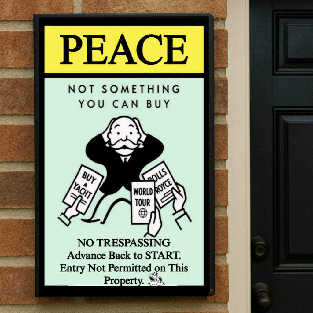 Peace Not Something You Can Buy Sign – Laminated No Trespassing Sign | Wealth Humor Property Sign | Front Door Warning Decor 13x