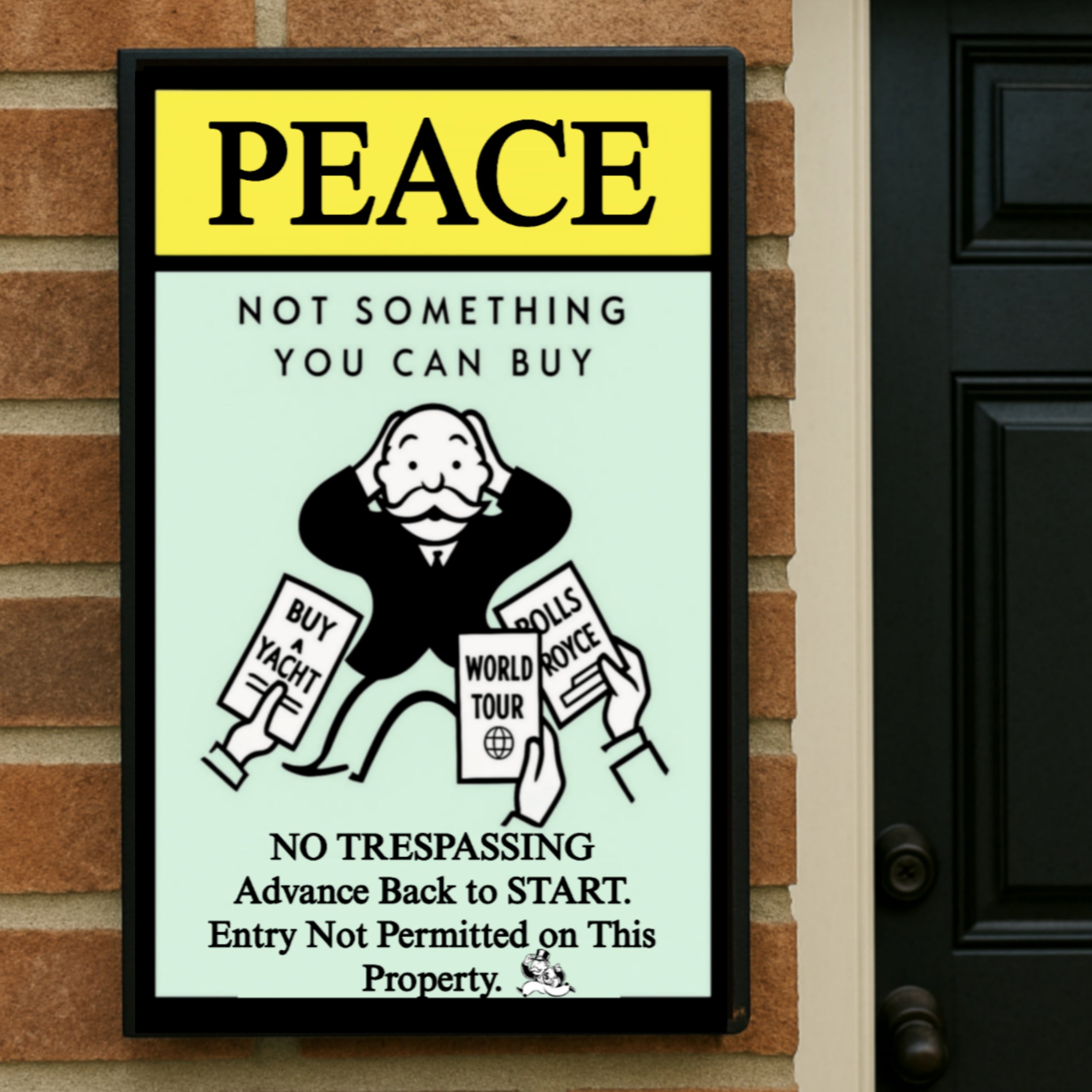 Peace Not Something You Can Buy Sign – Laminated No Trespassing Sign | Wealth Humor Property Sign | Front Door Warning Decor 13x