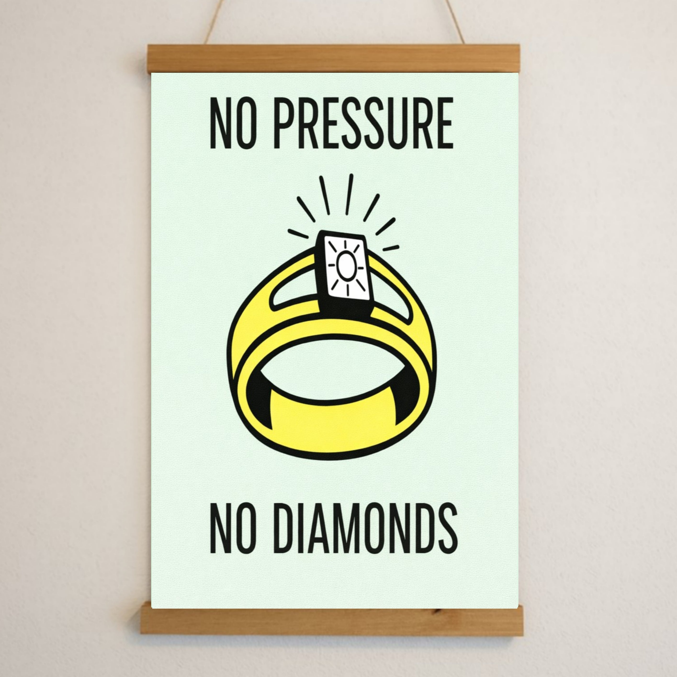 No Pressure No Diamonds Motivational Poster – Hard Work Success Wall Art 13x19in Laminated or Framed